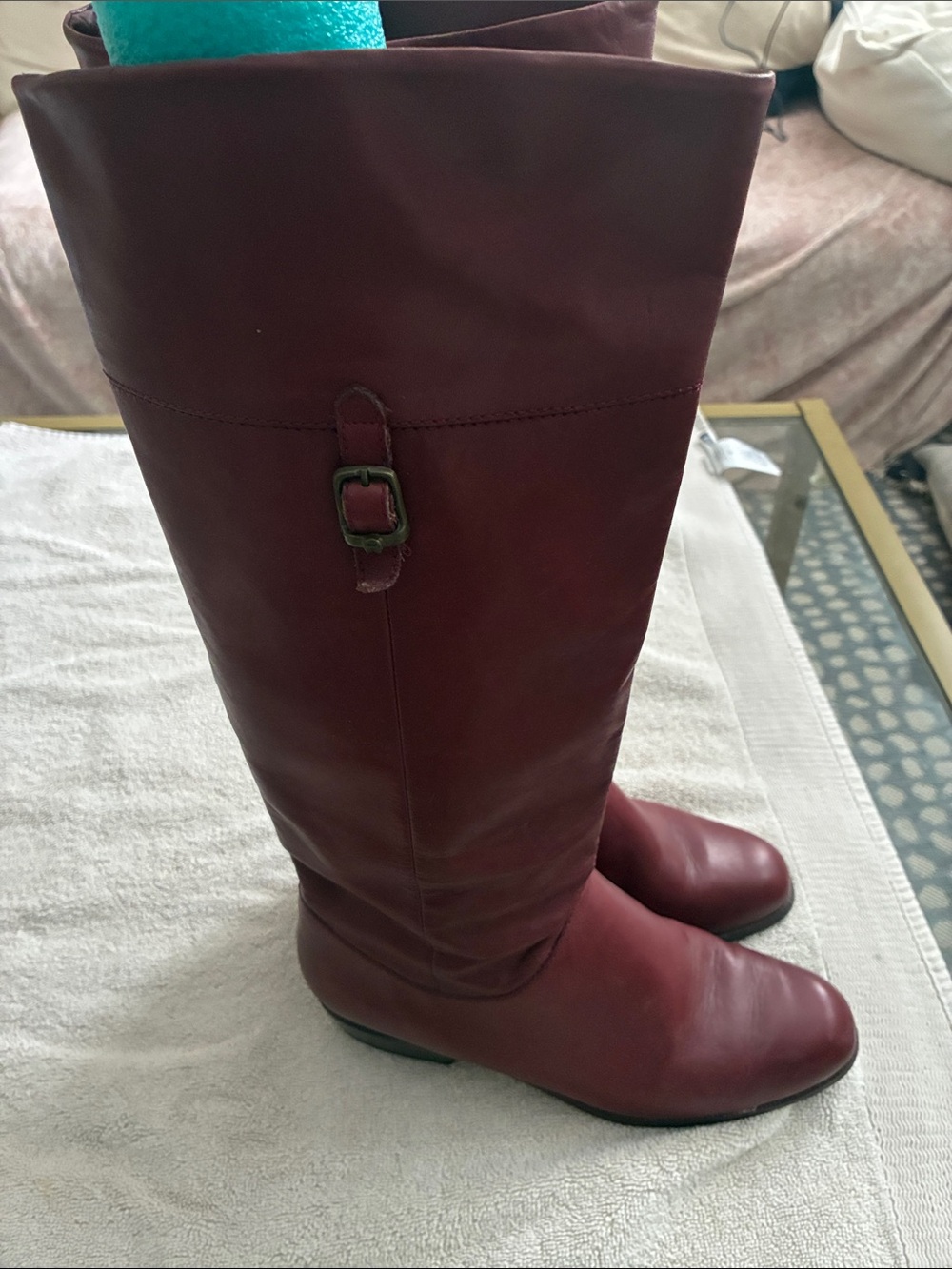 Etienne Aigner Burgundy Over-the-Knee Leather Boots